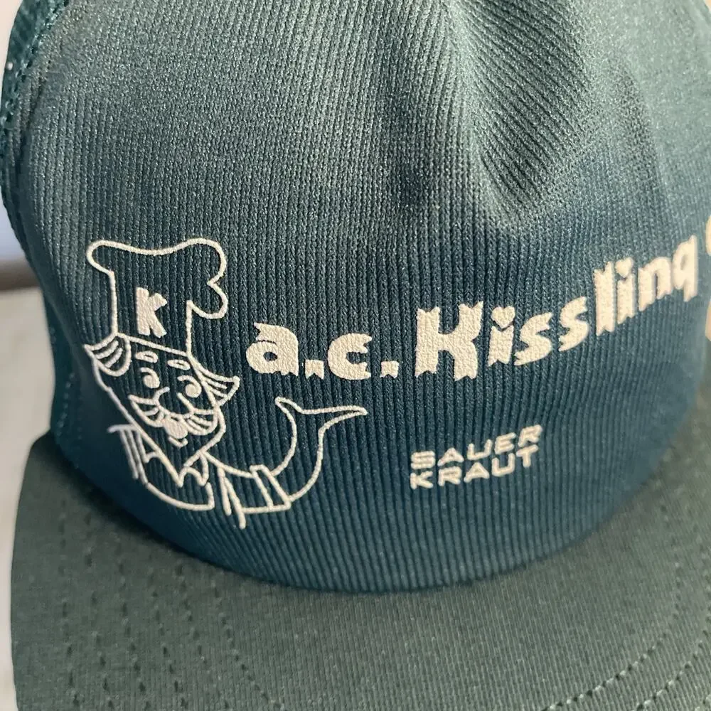 Vintage A.C. Kissling co. sauer kraut. green trucker hat Foam Breakdown